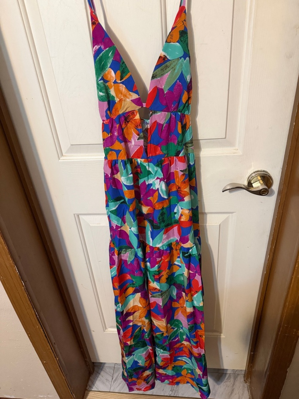SHEIN Vibrant Tropical Multi-Color Maxi Dress